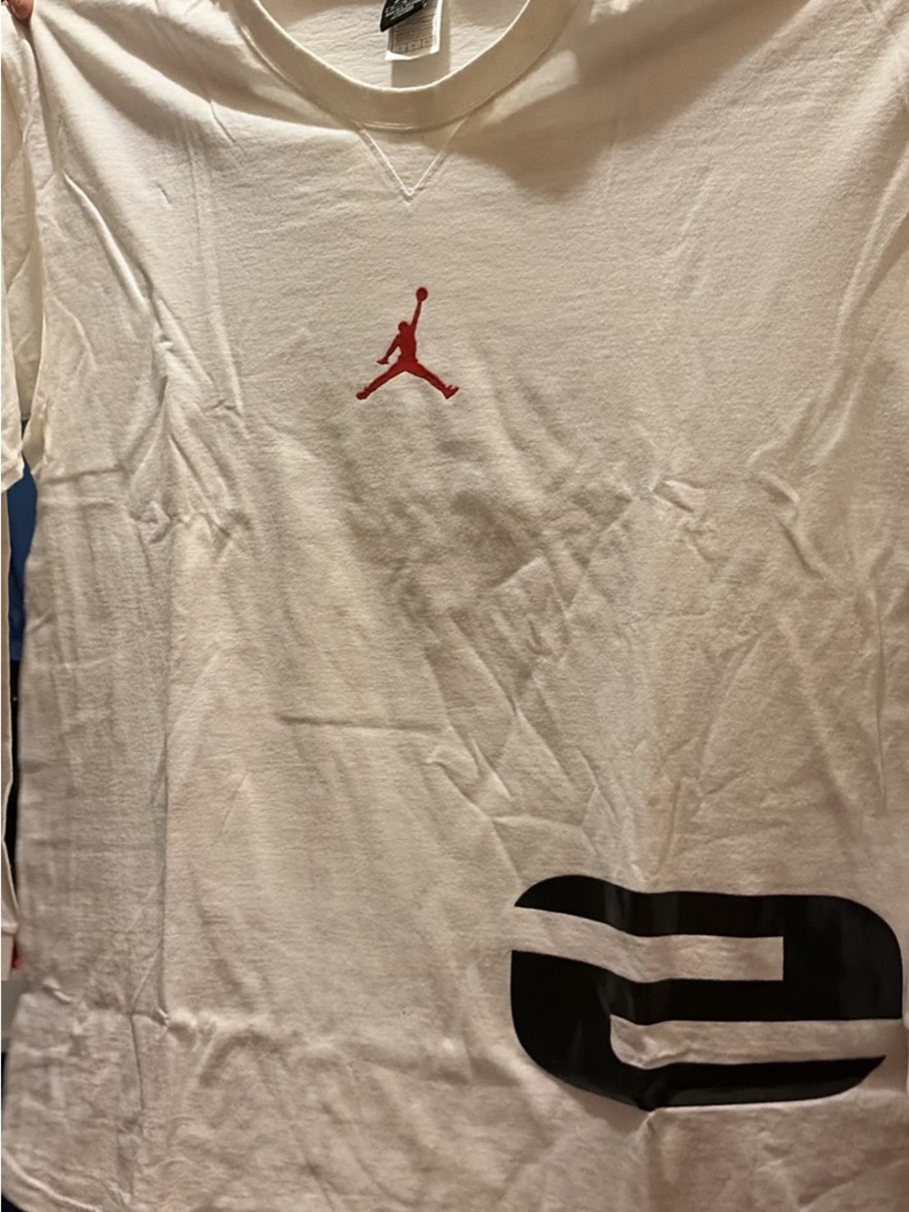 New Nike Jordan Men’s White T-Shirt with Red Jumpman